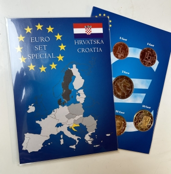 Euro KMS Kroatien 2023 mit 1 Cent - 2 Euro  im Leuchtturm-Euroset-Special-Folder